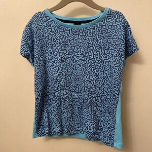 Uniqlo kids Keith haring blue print tee shirt 5 / 6 small graphic design sprz ny